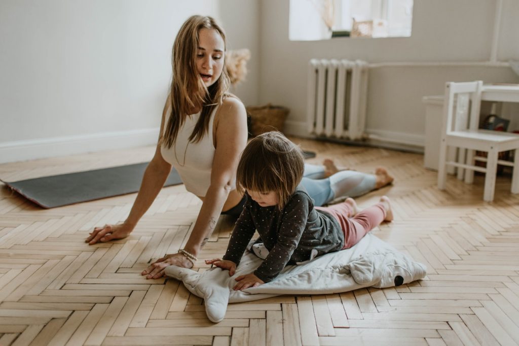 work out at home with child