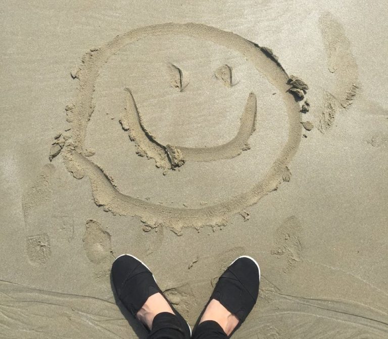 happy on the beach